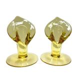 K4 - Cambridge Glass Calla Lily Candle Holders - Vintage Gold, 6.5 in Tall (Pair)