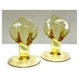 K4 - Cambridge Glass Calla Lily Candle Holders - Vintage Gold, 6.5 in Tall (Pair)
