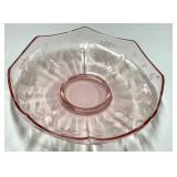 B4 - Vintage Lancaster Glass Jubilee Pink Cracker Plate & Rose Beadless Bowl 8.5in