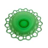Lancaster Glass Company Vaseline Glass Open Work Sandwich Plate - 1930-1937