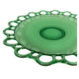 Lancaster Glass Company Vaseline Glass Open Work Sandwich Plate - 1930-1937