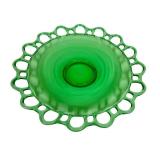 Lancaster Glass Company Vaseline Glass Open Work Sandwich Plate - 1930-1937