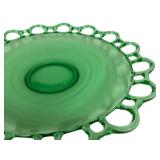 Lancaster Glass Company Vaseline Glass Open Work Sandwich Plate - 1930-1937