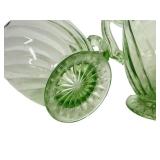Anchor Hocking Vaseline Glass Spiral Sugar & Creamer Set, 1928-1930