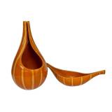 N3 - Hull Continental Persimmon Vase & Console Bowl - Crooksville OH