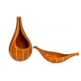 N3 - Hull Continental Persimmon Vase & Console Bowl - Crooksville OH
