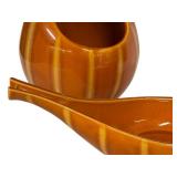 N3 - Hull Continental Persimmon Vase & Console Bowl - Crooksville OH