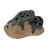 L1 - Vintage Roseville Carnelian I Forge Floral Frog - Rock-Shaped