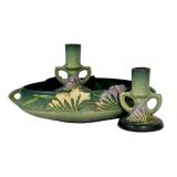 K3 - Vintage Roseville Freesia Console Bowl - Pair of 4.5in Candle Holders