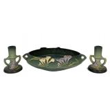 K3 - Vintage Roseville Freesia Console Bowl - Pair of 4.5in Candle Holders