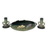 K3 - Vintage Roseville Freesia Console Bowl - Pair of 4.5in Candle Holders