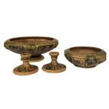 N3 - Vintage Roseville Florentine Bowl and Footed Compote