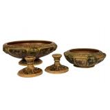 N3 - Vintage Roseville Florentine Bowl and Footed Compote