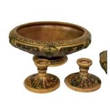 N3 - Vintage Roseville Florentine Bowl and Footed Compote