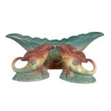 C3 - Vintage Hull Art Vintage Console Set - 14in Centerpiece Bowl with 2 Pedestals (B-16 3.5)