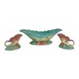C3 - Vintage Hull Art Vintage Console Set - 14in Centerpiece Bowl with 2 Pedestals (B-16 3.5)