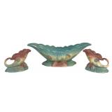 C3 - Vintage Hull Art Vintage Console Set - 14in Centerpiece Bowl with 2 Pedestals (B-16 3.5)