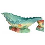 C3 - Vintage Hull Art Vintage Console Set - 14in Centerpiece Bowl with 2 Pedestals (B-16 3.5)