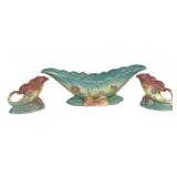 C3 - Vintage Hull Art Vintage Console Set - 14in Centerpiece Bowl with 2 Pedestals (B-16 3.5)