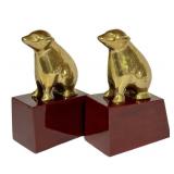 C4 - Pair of Vintage Art Deco Style Brass Bear Bookends