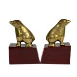 C4 - Pair of Vintage Art Deco Style Brass Bear Bookends