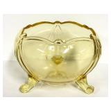 O1 - Vintage Lancaster Glass Topaz Egyptian-Etched Dishes (Lot of 5) Landrum 10in Cake Tray, Rose Bowl, 1930s