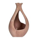 O2 - Vintage Red Wing Pottery Teardrop Ceramic Vase - Pink Speckled Glaze, Open-Side Design