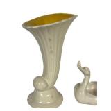 G5 - Red Wing 1938 Vases & Hull Swan Figurines, Vintage Ceramic Set