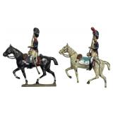 F2 - Vintage Napoleonic French Mounted Soldier Figurines Pair - Metal, Made in France