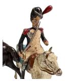F2 - Vintage Napoleonic French Mounted Soldier Figurines Pair - Metal, Made in France