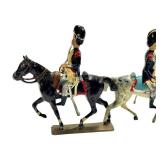 F2 - Vintage Napoleonic French Mounted Soldier Figurines Pair - Metal, Made in France