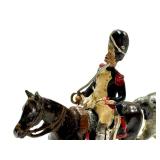 F2 - Vintage Napoleonic French Mounted Soldier Figurines Pair - Metal, Made in France