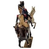 F2 - Vintage Napoleonic French Mounted Soldier Figurines Pair - Metal, Made in France