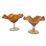 C4 - Fenton Blackberry Bramble  & Dugan Wreath of Roses - Antique Glass Compotes