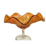 C4 - Fenton Blackberry Bramble  & Dugan Wreath of Roses - Antique Glass Compotes