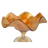 C4 - Fenton Blackberry Bramble  & Dugan Wreath of Roses - Antique Glass Compotes