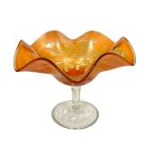 C4 - Fenton Blackberry Bramble  & Dugan Wreath of Roses - Antique Glass Compotes