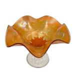 C4 - Fenton Blackberry Bramble  & Dugan Wreath of Roses - Antique Glass Compotes