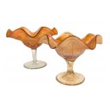 C4 - Fenton Blackberry Bramble  & Dugan Wreath of Roses - Antique Glass Compotes