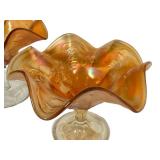 C4 - Fenton Blackberry Bramble  & Dugan Wreath of Roses - Antique Glass Compotes