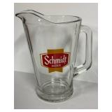 O1 - Schmidt Beer Pitcher & Green Belt Beer Pitcher - Vintage Glass Pitchers