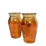 C2 - Vintage Imperial Glass Tree Bark Pattern Vases - Pair
