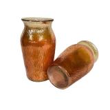 C2 - Vintage Imperial Glass Tree Bark Pattern Vases - Pair