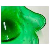 B4 - Vintage Controlled Art Glass Bowl - Green, Decorative Collectible