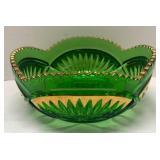 A1 - Antique Heisey Pineapple & Fan Green Glass Serving Bowl Set