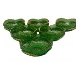 A1 - Antique Heisey Pineapple & Fan Green Glass Serving Bowl Set
