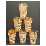 C4 - Vintage Jeanette Iridescent Sunflower Pitcher with 6 Glasses