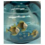 M2 - Vintage Fenton Art Glass Vase from the Tranquil Sea Pattern, Hand Painted