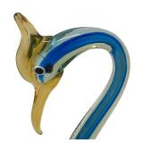 N3 - Vintage Murano Blue and Amber Sommerso Art Glass Swan Figurine