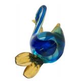 N3 - Vintage Murano Blue and Amber Sommerso Art Glass Swan Figurine
